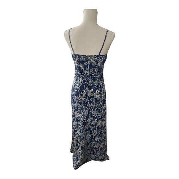 Rampage Blue Floral Sleeveless Shift Maxi Dress Size M Spaghetti Strap Tie-Back - Picture 2 of 9
